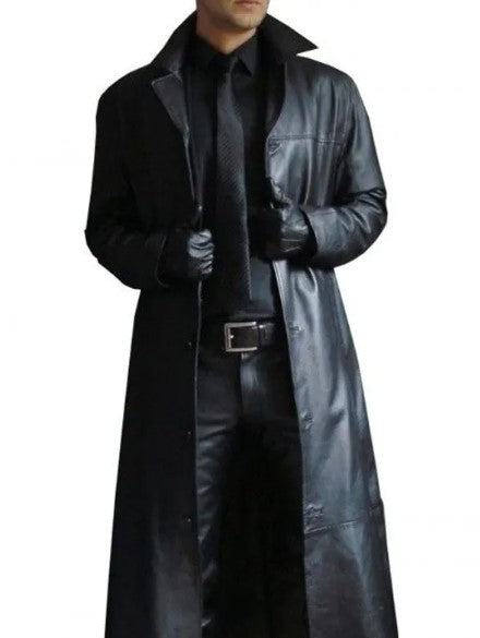 Trench-Coat Long en Cuir Iconique
